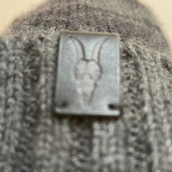 All Saints Eiger Beanie Turned Up Rib Cuff Knit Acrylic Wool Black + Grey Sz OS - Picture 7 of 8